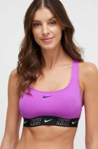 Plavková podprsenka Nike Logo Tape fialová