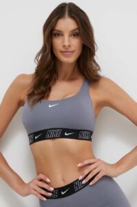 Plavková podprsenka Nike Logo Tape šedá