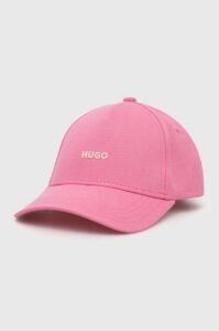 Bavlněná baseballová čepice HUGO růžová
