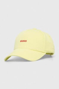 Bavlněná baseballová čepice HUGO žlutá