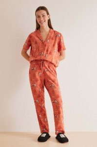 Bavlněné pyžamo women'secret Snoopy oranžová