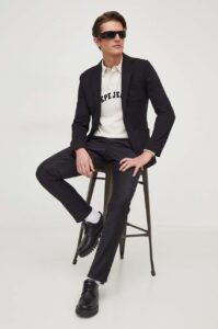 Vlněné kalhoty Karl Lagerfeld černá