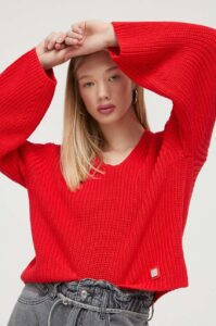 Bavlněný svetr HUGO červená
