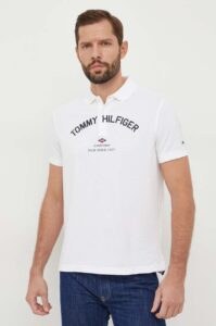 Bavlněné polo tričko Tommy Hilfiger bílá