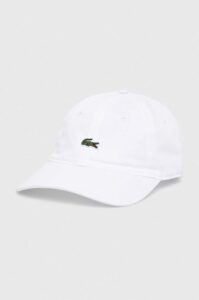 Bavlněná baseballová čepice Lacoste bílá barva