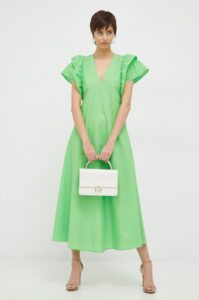 Bavlněné šaty Tommy Hilfiger zelená