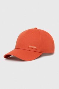Bavlněná baseballová čepice Calvin Klein oranžová