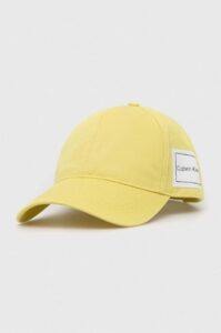 Bavlněná baseballová čepice Calvin Klein žlutá