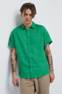 Plátěná košile Medicine zelená barva