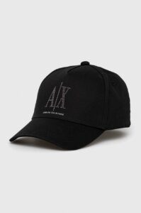 Bavlněná baseballová čepice Armani Exchange černá barva