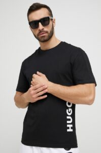 Plážové tričko HUGO černá barva
