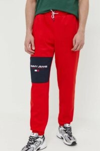 Tepláky Tommy Jeans červená barva