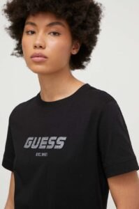Bavlněné tričko Guess ELEANORA černá