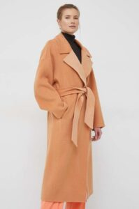 Vlněný kabát Calvin Klein oranžová