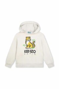 Dětská bavlněná mikina Kenzo Kids béžová barva