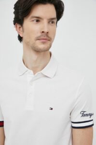 Bavlněné polo tričko Tommy Hilfiger bílá