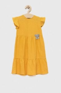 Dětské lněné šaty Birba&Trybeyond žlutá