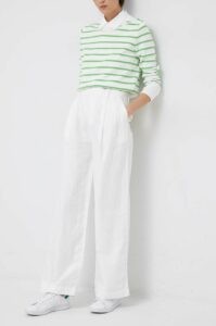 Plátěné kalhoty GAP bílá barva