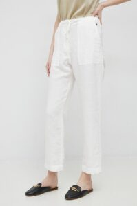 Plátěné kalhoty Tommy Hilfiger bílá barva