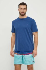 Bavlněné plážové tričko Guess tmavomodrá