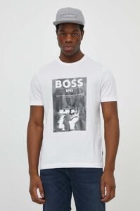 Bavlněné tričko Boss Orange bílá