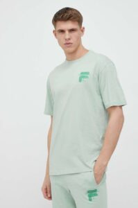 Bavlněné tričko Fila tyrkysová barva