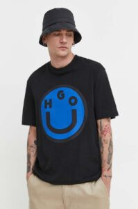 Bavlněné tričko Hugo Blue černá