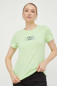 Bavlněné tričko Armani Exchange zelená