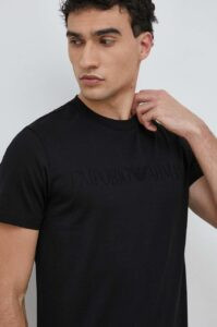 Bavlněné tričko Emporio Armani černá barva
