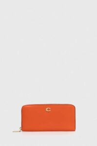 Kožená peněženka Coach oranžová