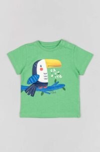 Bavlněné dětské tričko zippy zelená