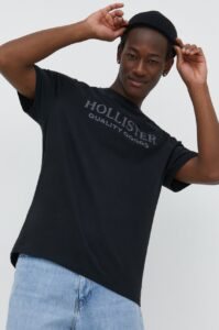 Bavlněné tričko Hollister Co. černá