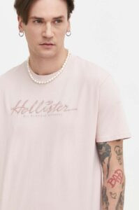 Bavlněné tričko Hollister Co. růžová