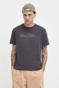 Bavlněné tričko Hollister Co. šedá