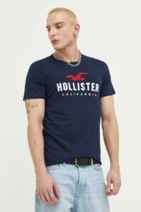 Bavlněné tričko Hollister Co. tmavomodrá