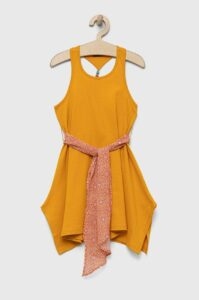 Dětské bavlněné šaty Sisley oranžová