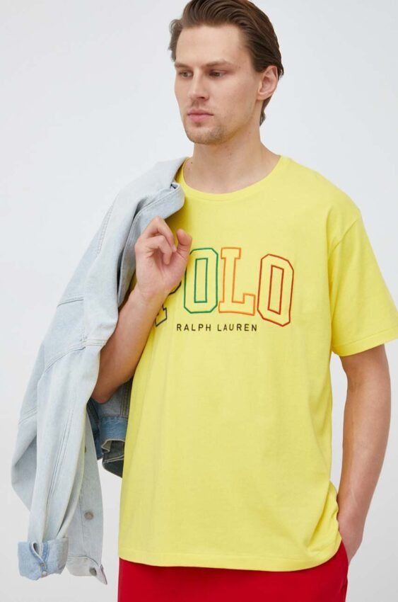 Bavlněné tričko Polo Ralph Lauren žlutá