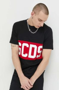 Bavlněné tričko GCDS černá barva