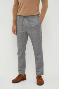 Vlněné kalhoty Calvin Klein šedá