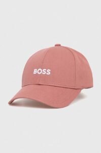 Bavlněná baseballová čepice BOSS růžová