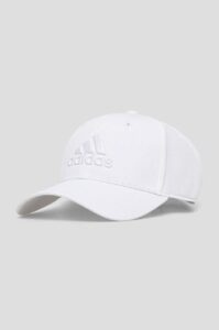 Bavlněná baseballová čepice adidas bílá barva