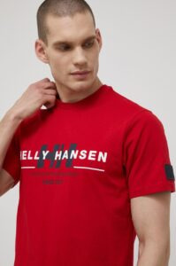Bavlněné tričko Helly Hansen červená