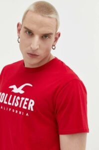 Bavlněné tričko Hollister Co. červená