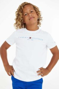 Dětské bavlněné tričko Tommy Hilfiger tyrkysová