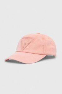 Bavlněná baseballová čepice Guess INES růžová barva