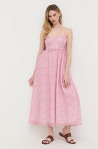 Šaty Bardot růžová barva