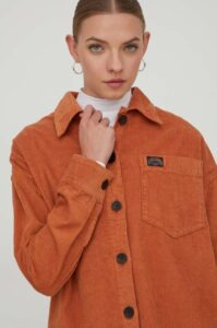 Manšestrová košile Superdry oranžová barva