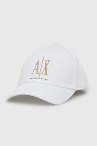 Bavlněná baseballová čepice Armani Exchange bílá