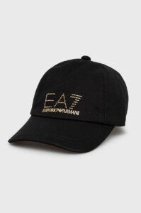 Bavlněná čepice EA7 Emporio Armani černá