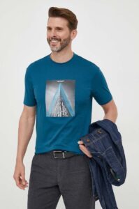 Bavlněné tričko Armani Exchange tyrkysová